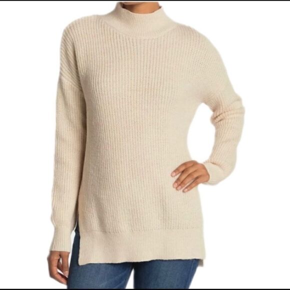 Abound Beige Oatmeal Light Heather Cozy Mock Neck Dolman Tunic Sweater - Picture 1 of 8
